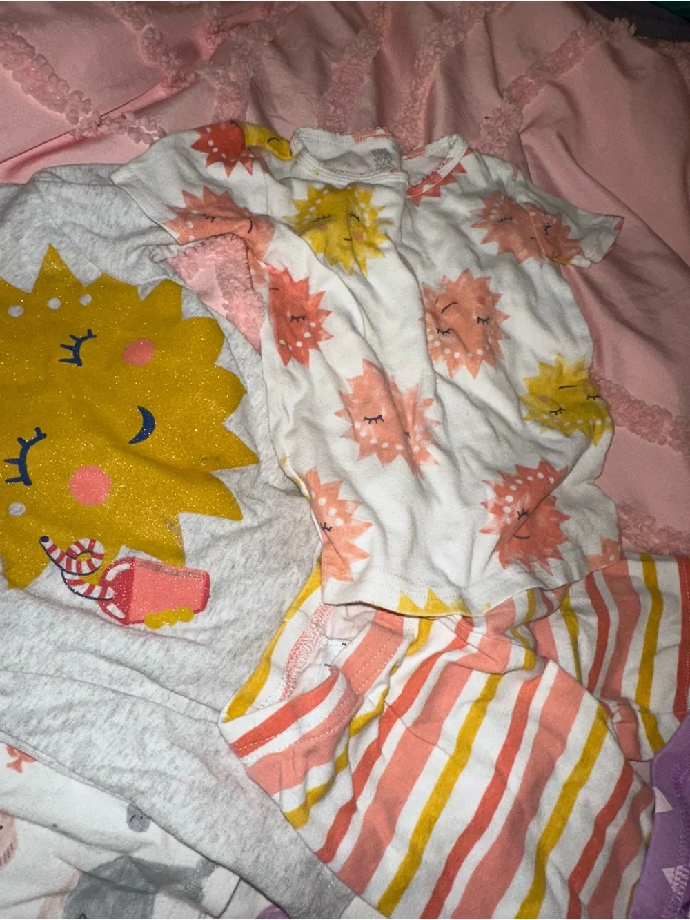 Kids‎ Sun & Heart Pajama Set - Purple, Yellow, White